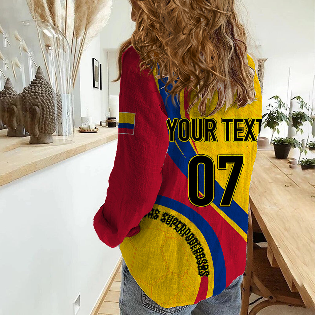 Personalised Colombia Football Women Casual Shirt World Cup 2023 Chicas Superpoderosas - Wonder Print Shop