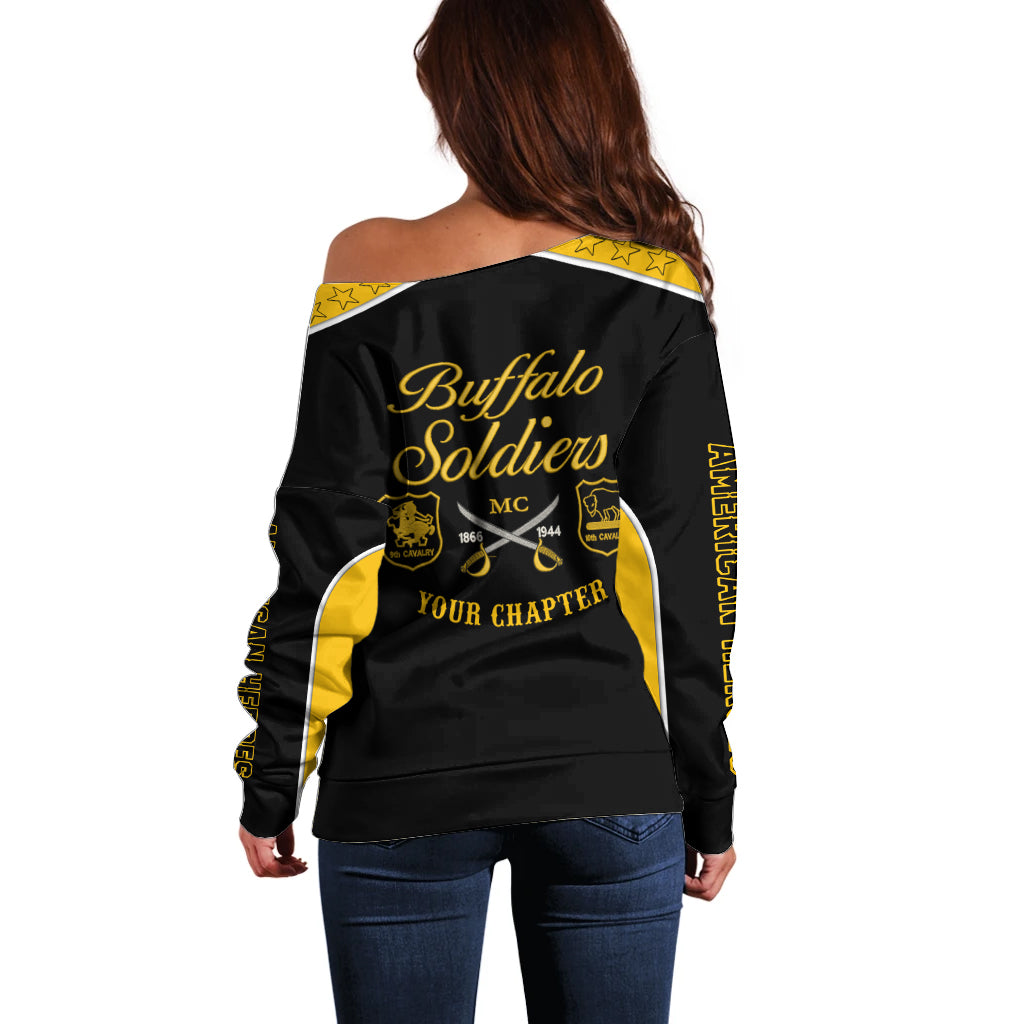 Personalised Buffalo Soldiers Off Shoulder Sweater History of Heroes - Wonder Print Shop