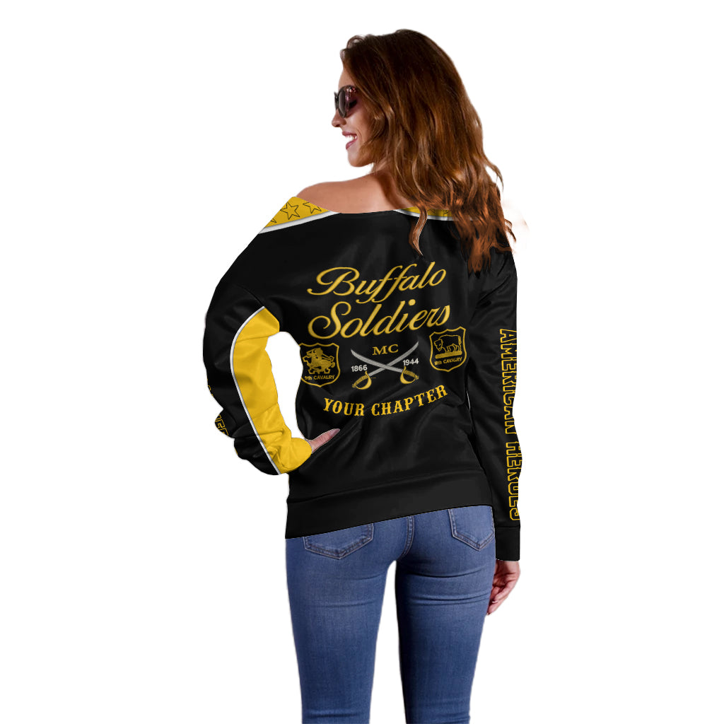 Personalised Buffalo Soldiers Off Shoulder Sweater History of Heroes - Wonder Print Shop