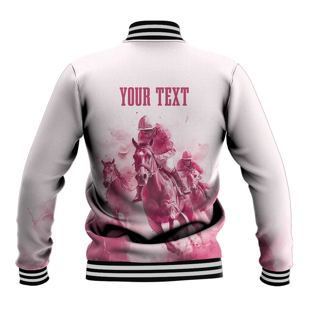 Personalised Kentucky Horse Racing Baseball Jacket 151st Anniversary - Pink Out LT7
