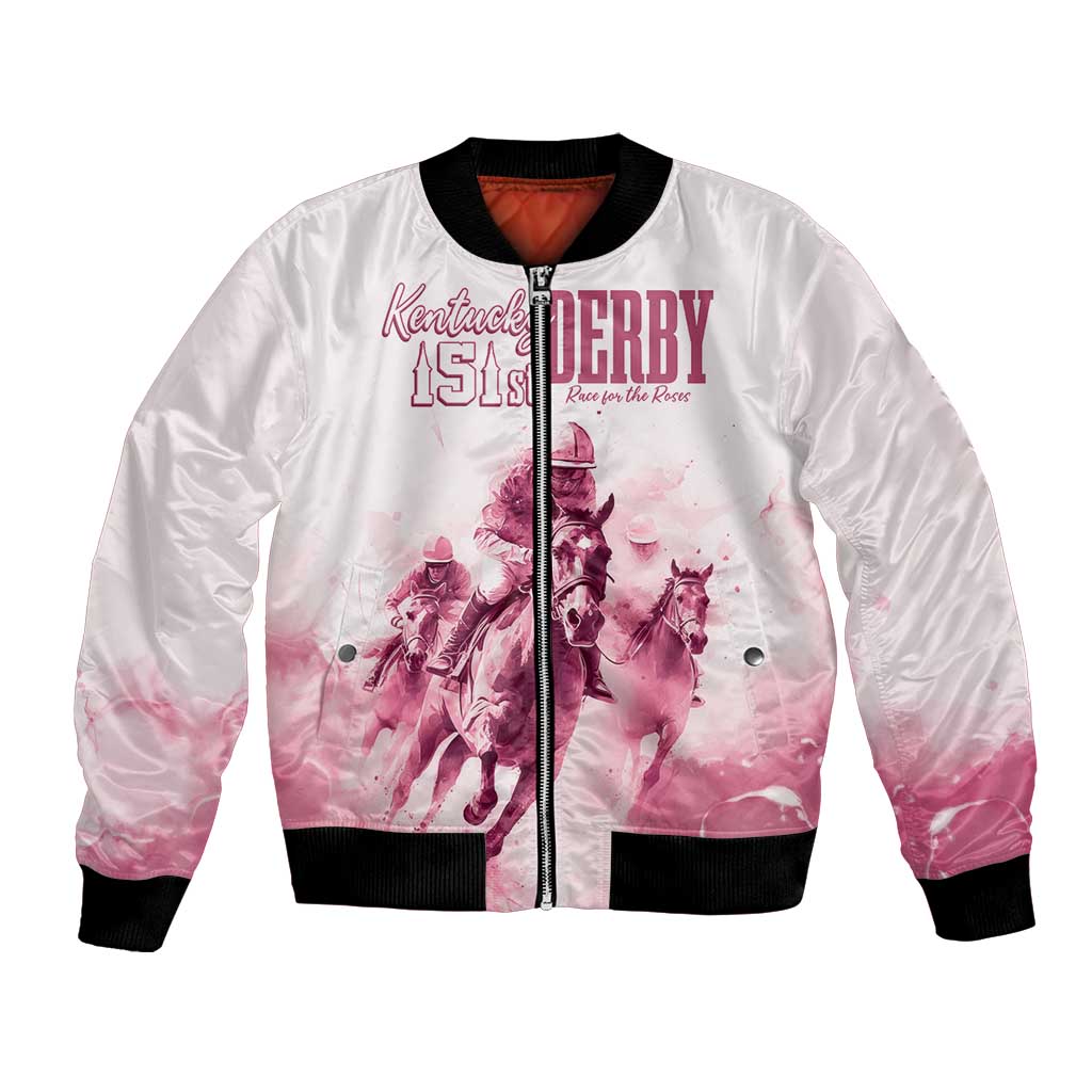 Personalised Kentucky Horse Racing Bomber Jacket 151st Anniversary - Pink Out LT7