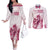 Personalised Kentucky Horse Racing Couples Matching Off The Shoulder Long Sleeve Dress and Long Sleeve Button Shirt 151st Anniversary - Pink Out LT7