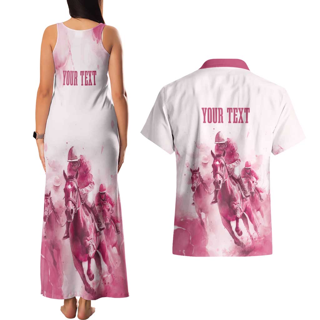Personalised Kentucky Horse Racing Couples Matching Tank Maxi Dress and Hawaiian Shirt 151st Anniversary - Pink Out LT7