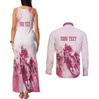 Personalised Kentucky Horse Racing Couples Matching Tank Maxi Dress and Long Sleeve Button Shirt 151st Anniversary - Pink Out LT7