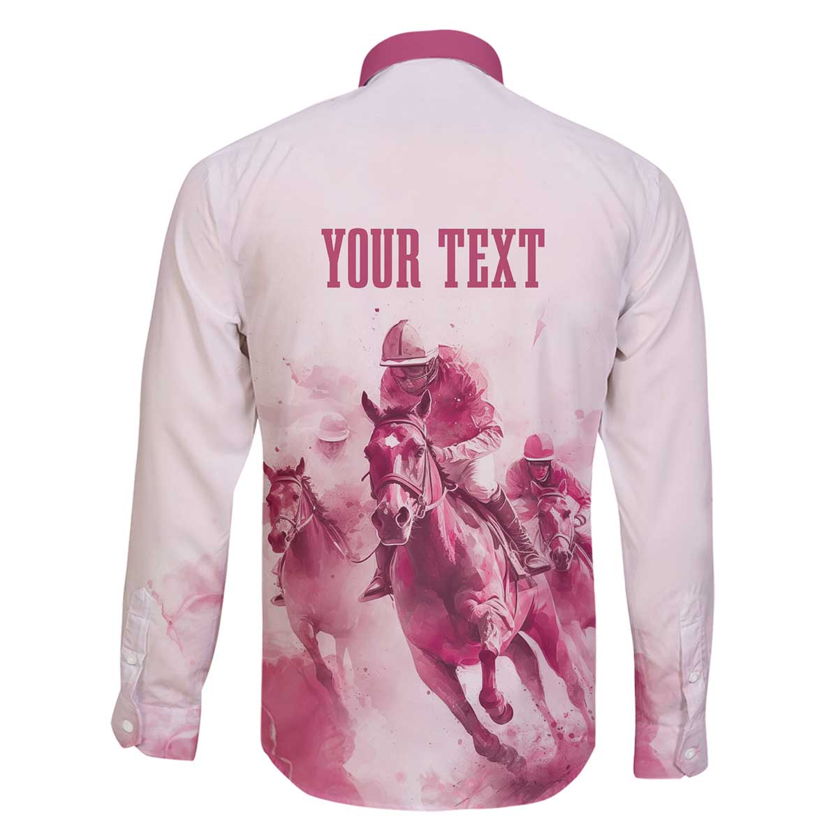 Personalised Kentucky Horse Racing Family Matching Off Shoulder Long Sleeve Dress and Hawaiian Shirt 151st Anniversary - Pink Out LT7