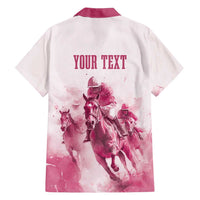 Personalised Kentucky Horse Racing Family Matching Off Shoulder Maxi Dress and Hawaiian Shirt 151st Anniversary - Pink Out LT7