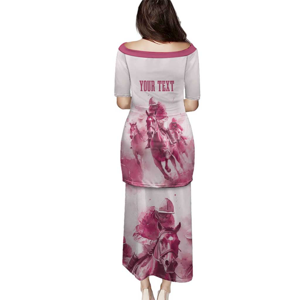 Personalised Kentucky Horse Racing Family Matching Puletasi and Hawaiian Shirt 151st Anniversary - Pink Out LT7