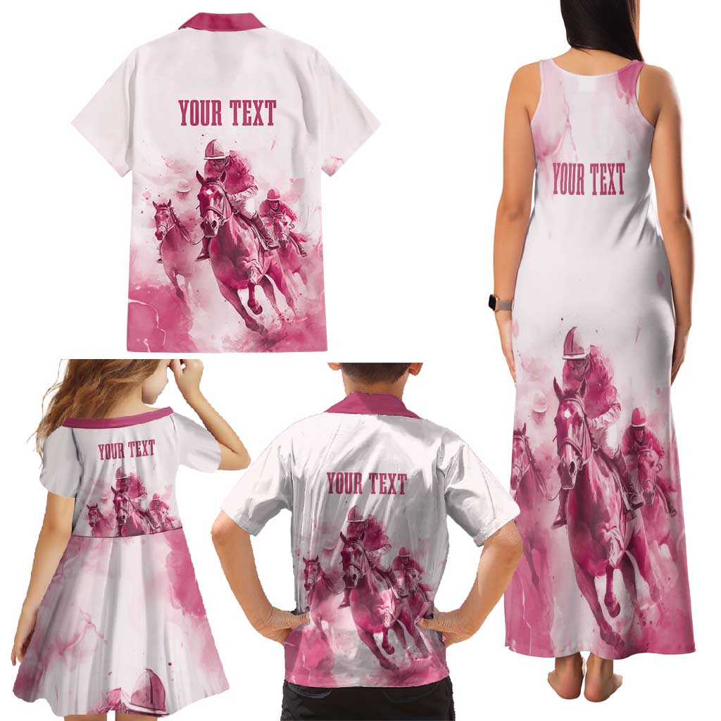 Personalised Kentucky Horse Racing Family Matching Tank Maxi Dress and Hawaiian Shirt 151st Anniversary - Pink Out LT7