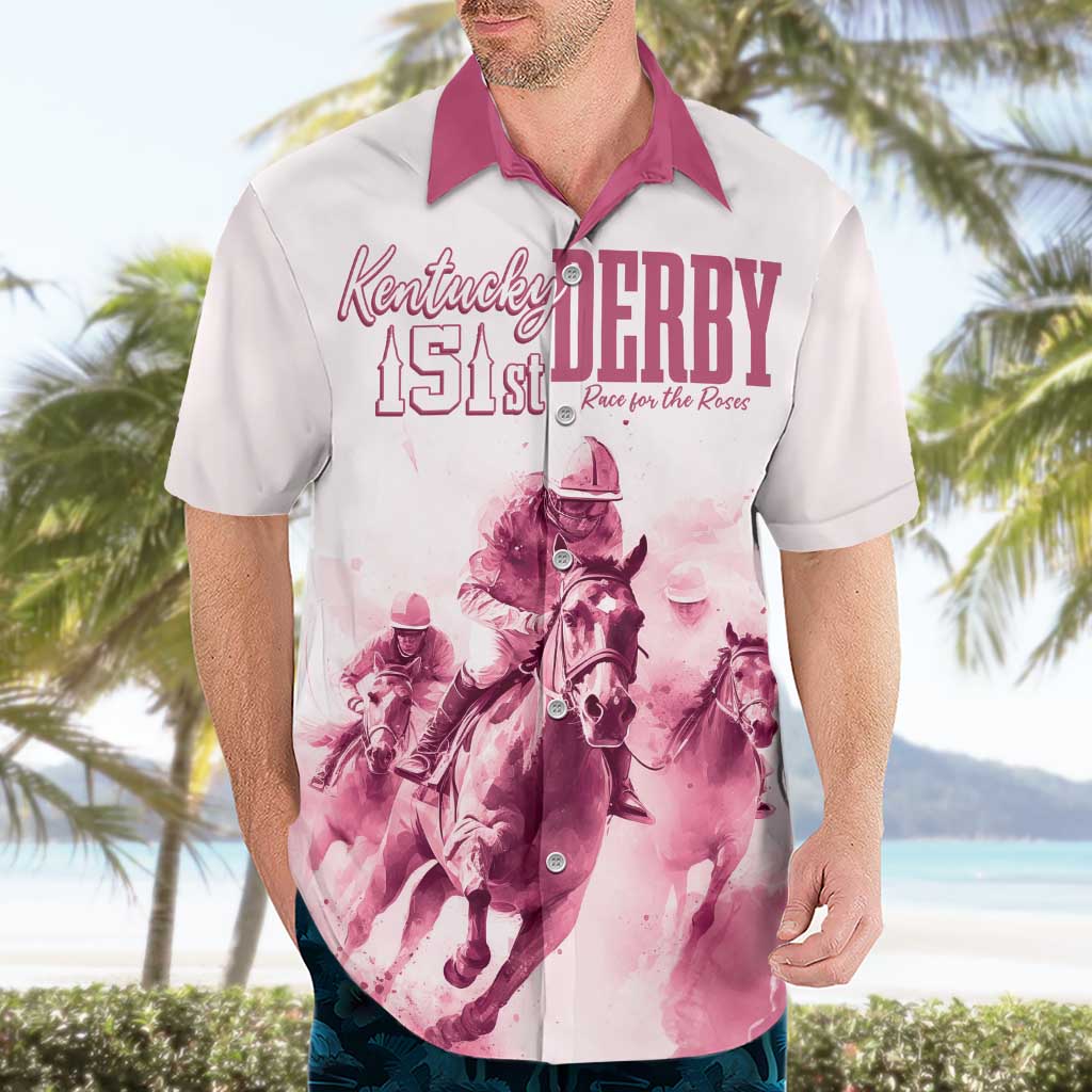 Personalised Kentucky Horse Racing Hawaiian Shirt 151st Anniversary - Pink Out LT7