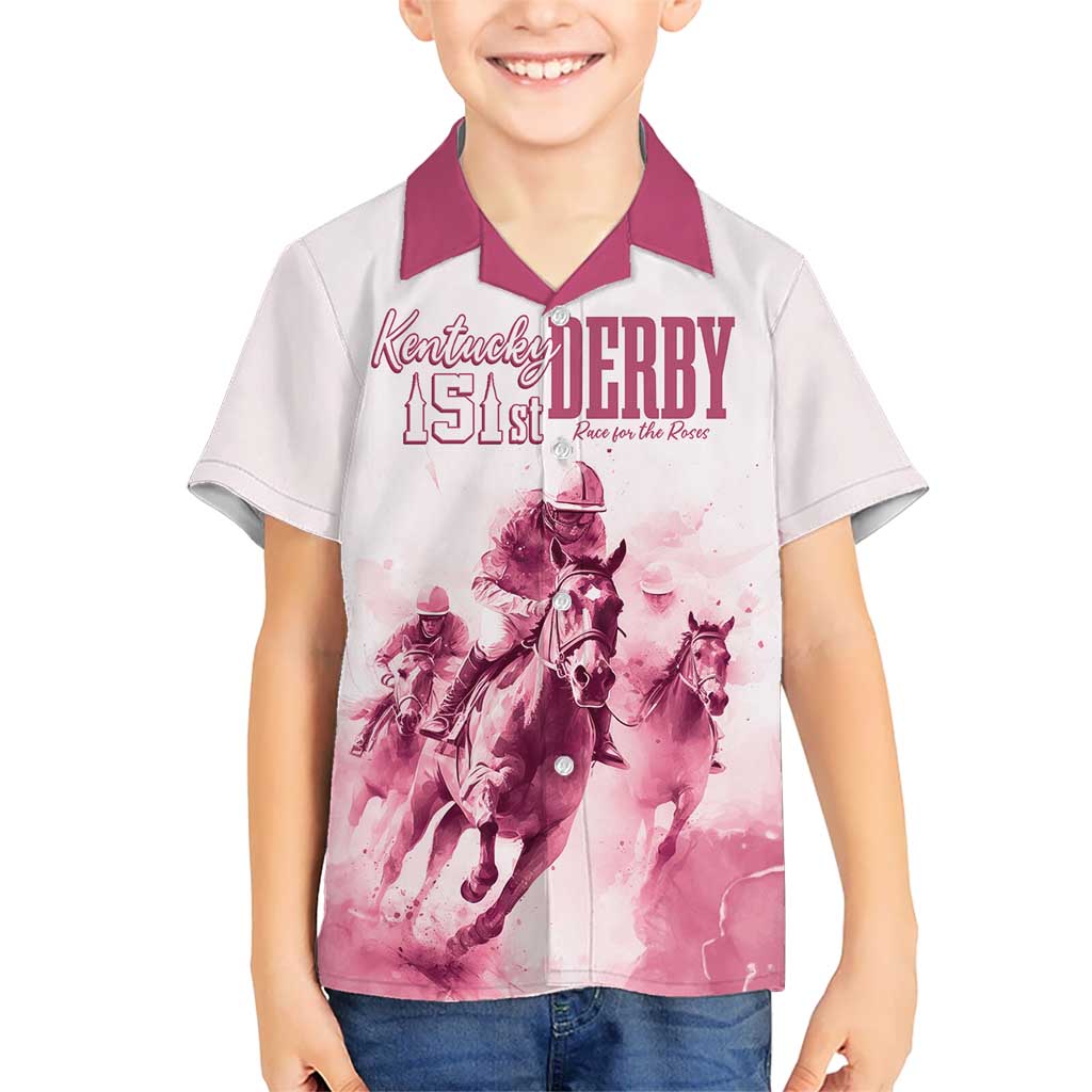 Personalised Kentucky Horse Racing Kid Hawaiian Shirt 151st Anniversary - Pink Out LT7