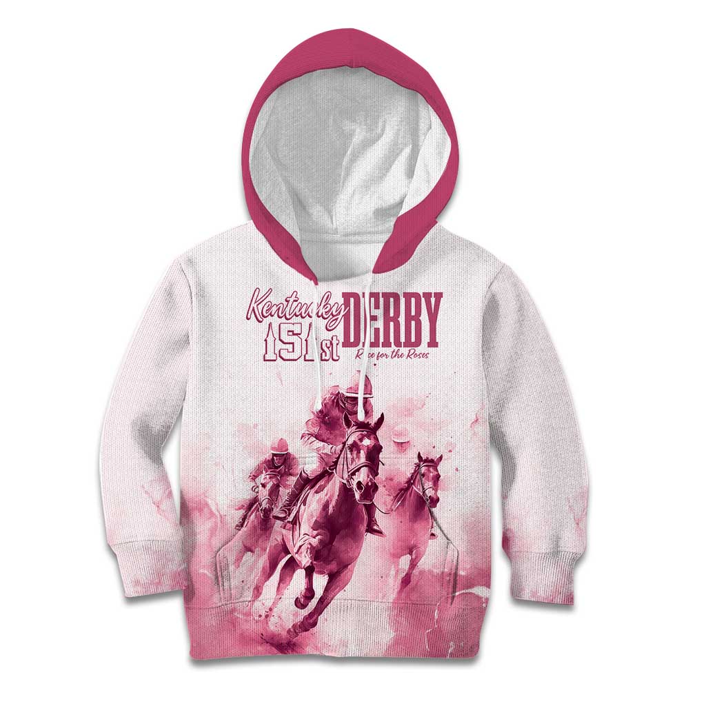 Personalised Kentucky Horse Racing Kid Hoodie 151st Anniversary - Pink Out LT7