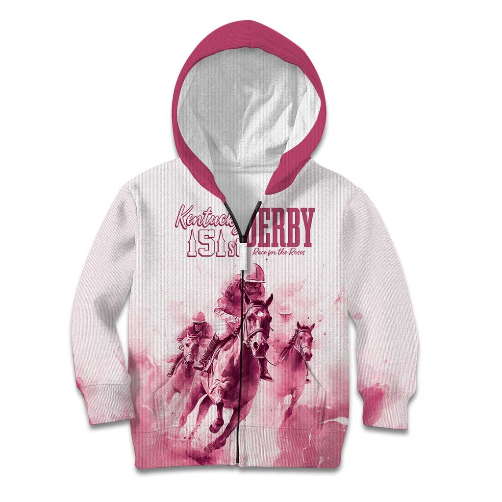 Personalised Kentucky Horse Racing Kid Hoodie 151st Anniversary - Pink Out LT7