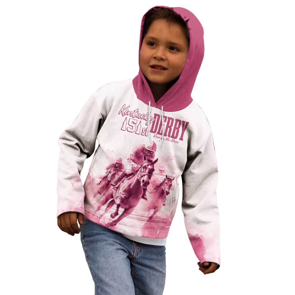 Personalised Kentucky Horse Racing Kid Hoodie 151st Anniversary - Pink Out LT7