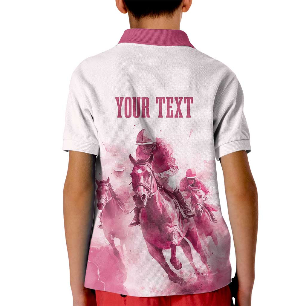 Personalised Kentucky Horse Racing Kid Polo Shirt 151st Anniversary - Pink Out LT7