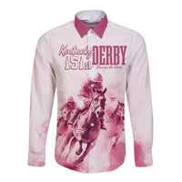 Personalised Kentucky Horse Racing Long Sleeve Button Shirt 151st Anniversary - Pink Out LT7