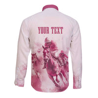 Personalised Kentucky Horse Racing Long Sleeve Button Shirt 151st Anniversary - Pink Out LT7