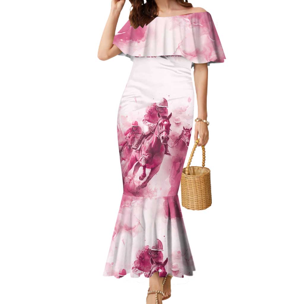 Personalised Kentucky Horse Racing Mermaid Dress 151st Anniversary - Pink Out LT7