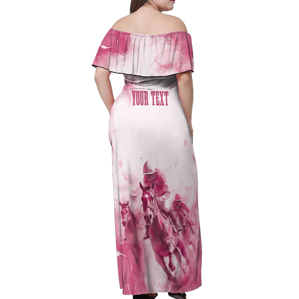Personalised Kentucky Horse Racing Off Shoulder Maxi Dress 151st Anniversary - Pink Out LT7