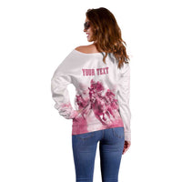 Personalised Kentucky Horse Racing Off Shoulder Sweater 151st Anniversary - Pink Out LT7