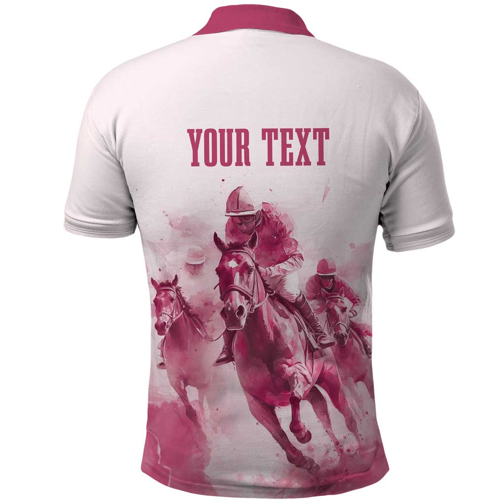 Personalised Kentucky Horse Racing Polo Shirt 151st Anniversary - Pink Out LT7
