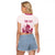 Personalised Kentucky Horse Racing Raglan Cropped T Shirt 151st Anniversary - Pink Out LT7