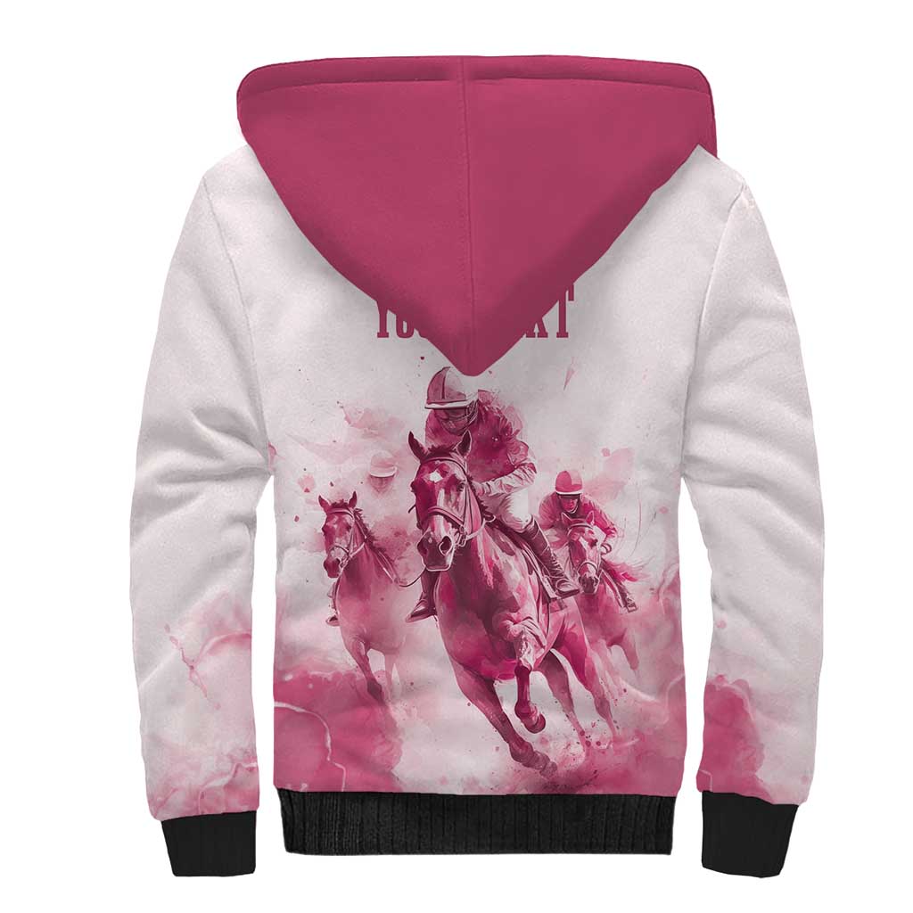 Personalised Kentucky Horse Racing Sherpa Hoodie 151st Anniversary - Pink Out LT7
