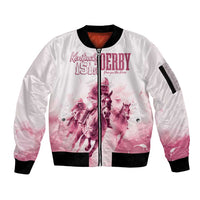 Personalised Kentucky Horse Racing Sleeve Zip Bomber Jacket 151st Anniversary - Pink Out LT7