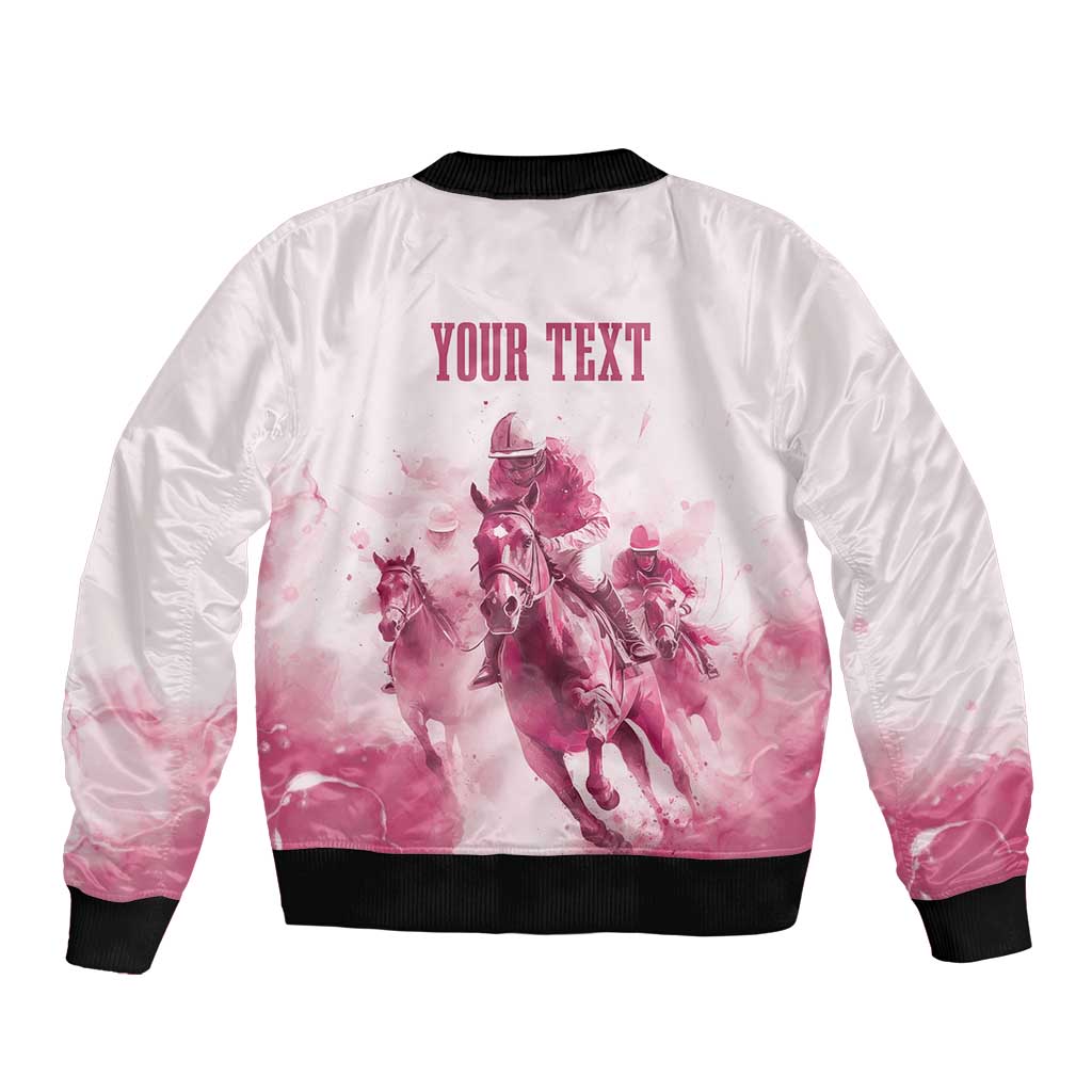 Personalised Kentucky Horse Racing Sleeve Zip Bomber Jacket 151st Anniversary - Pink Out LT7