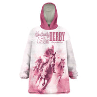Personalised Kentucky Horse Racing Wearable Blanket Hoodie 151st Anniversary - Pink Out LT7
