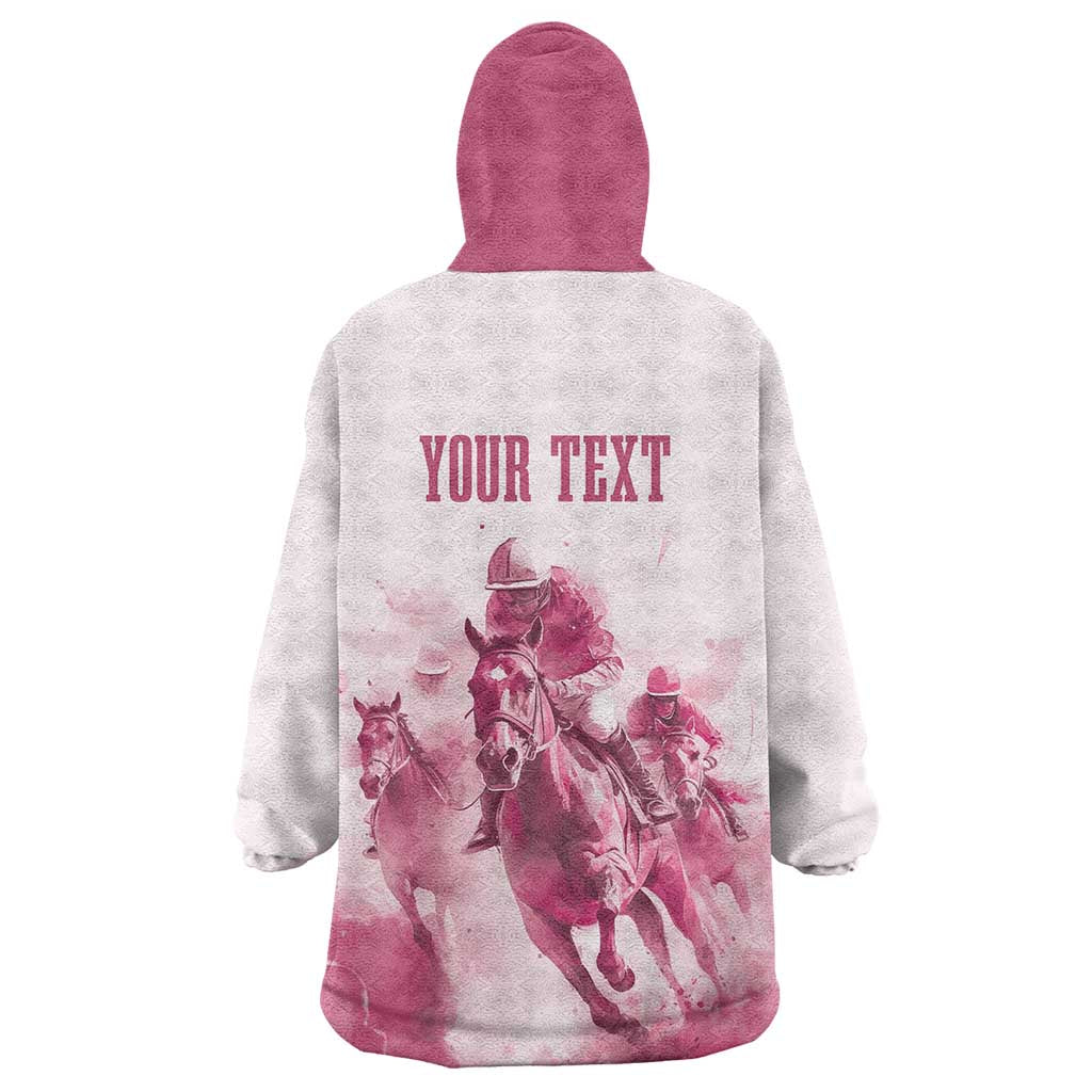 Personalised Kentucky Horse Racing Wearable Blanket Hoodie 151st Anniversary - Pink Out LT7