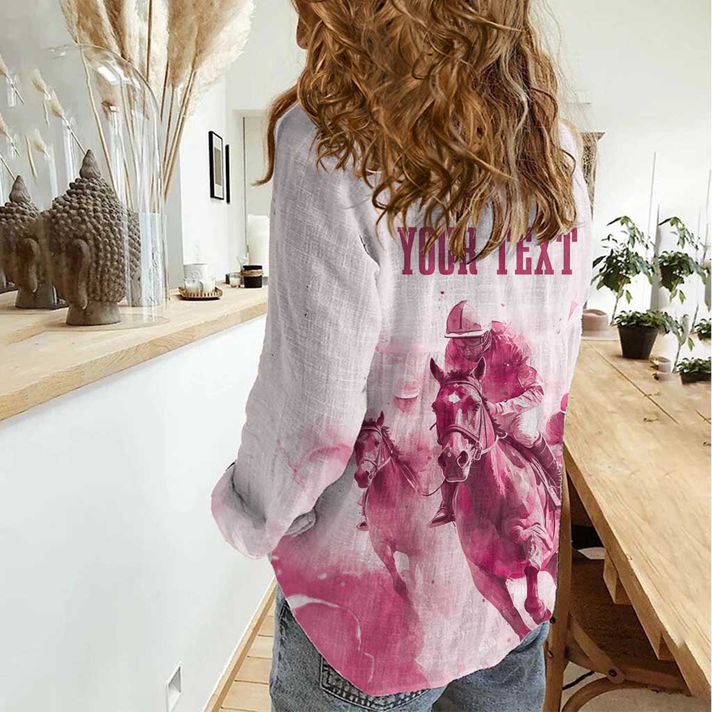 Personalised Kentucky Horse Racing Women Casual Shirt 151st Anniversary - Pink Out LT7