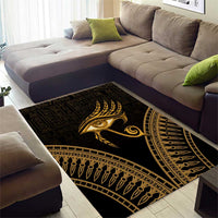 Ancient Egypt Eye of Horus Area Rug Gold Intricate Feathers