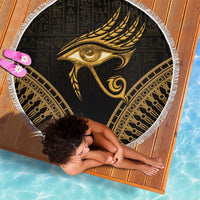 Ancient Egypt Eye of Horus Beach Blanket Gold Intricate Feathers