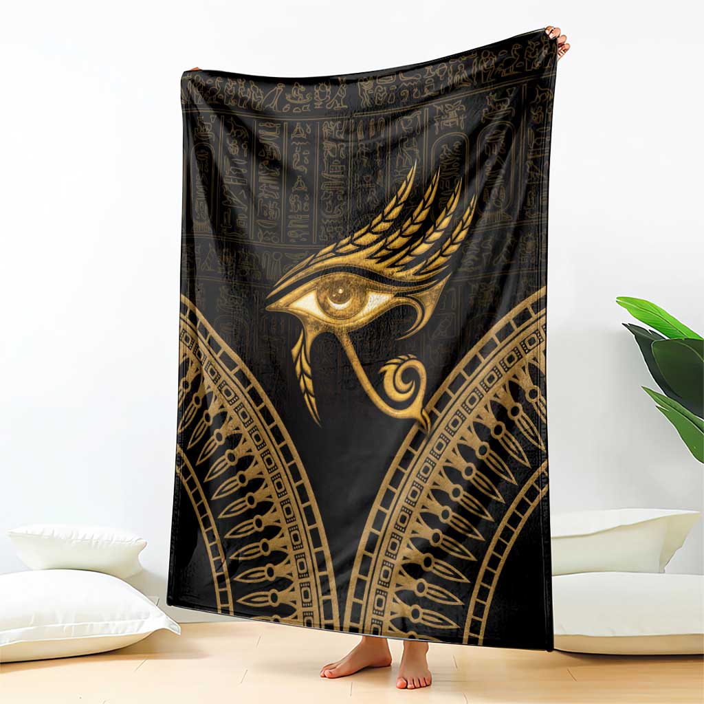 Ancient Egypt Eye of Horus Blanket Gold Intricate Feathers