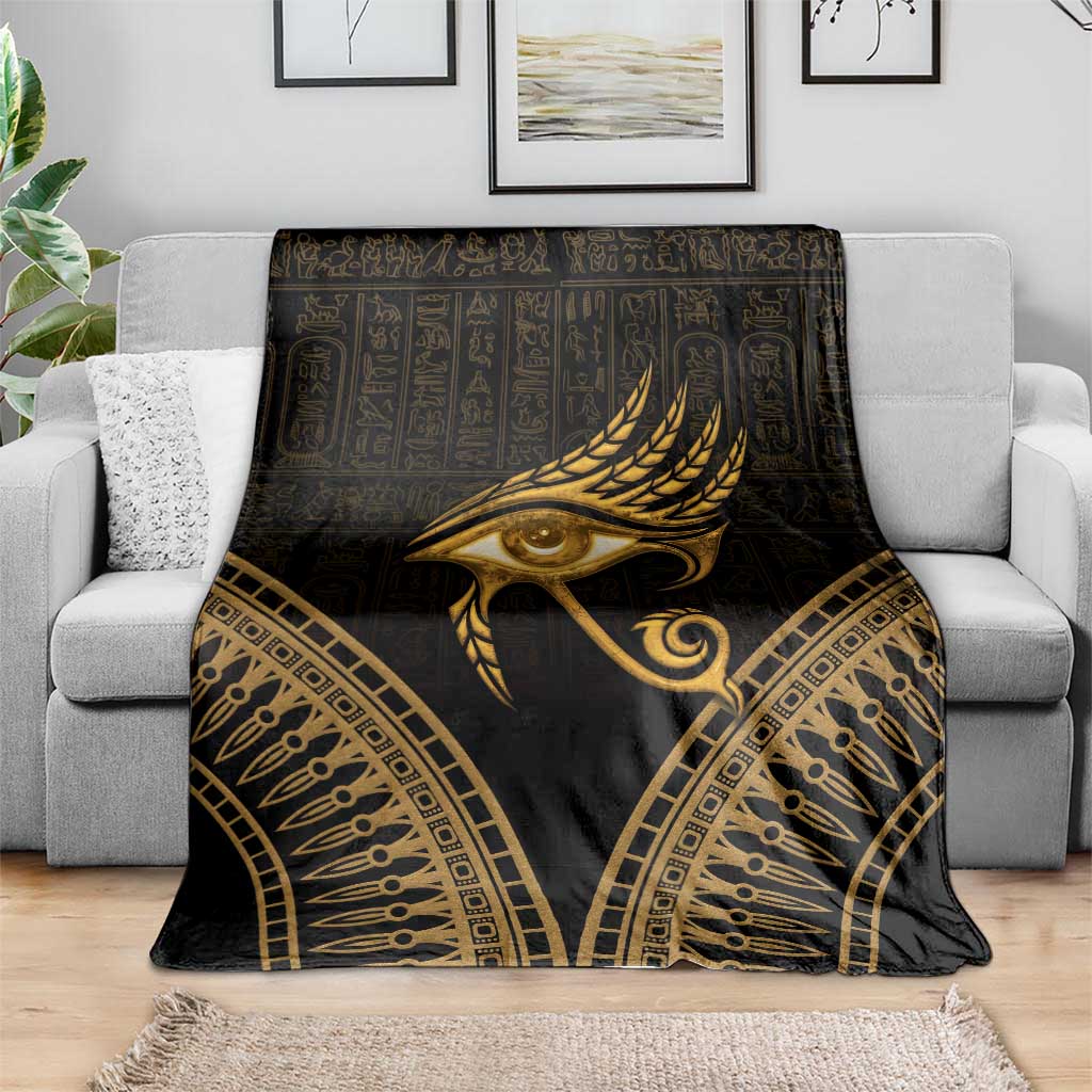 Ancient Egypt Eye of Horus Blanket Gold Intricate Feathers