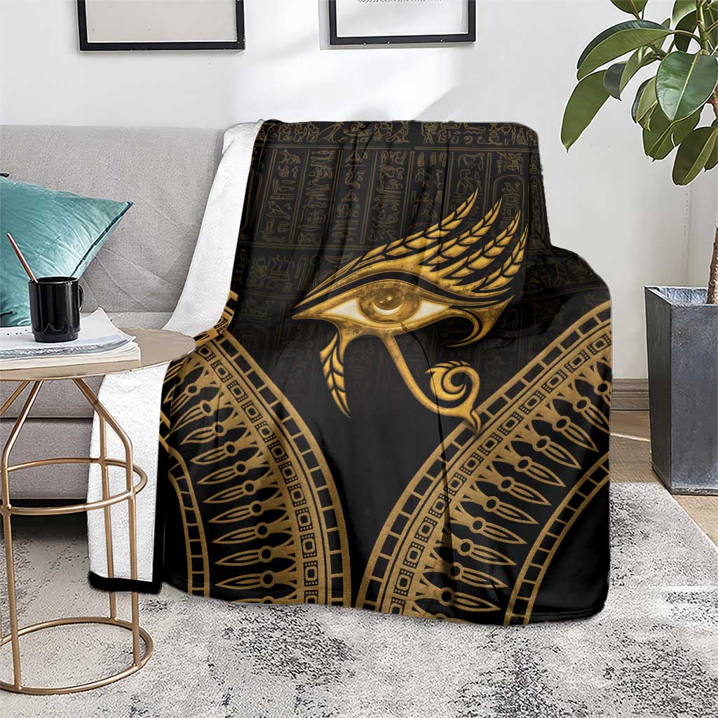 Ancient Egypt Eye of Horus Blanket Gold Intricate Feathers