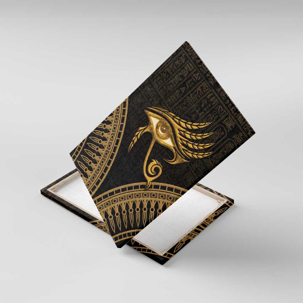 Ancient Egypt Eye of Horus Canvas Wall Art Gold Intricate Feathers