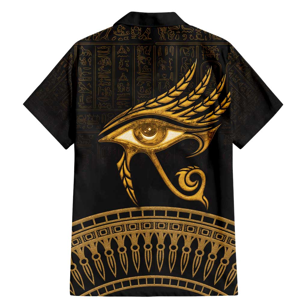 Ancient Egypt Eye of Horus Family Matching Tank Maxi Dress and Hawaiian Shirt Gold Intricate Feathers