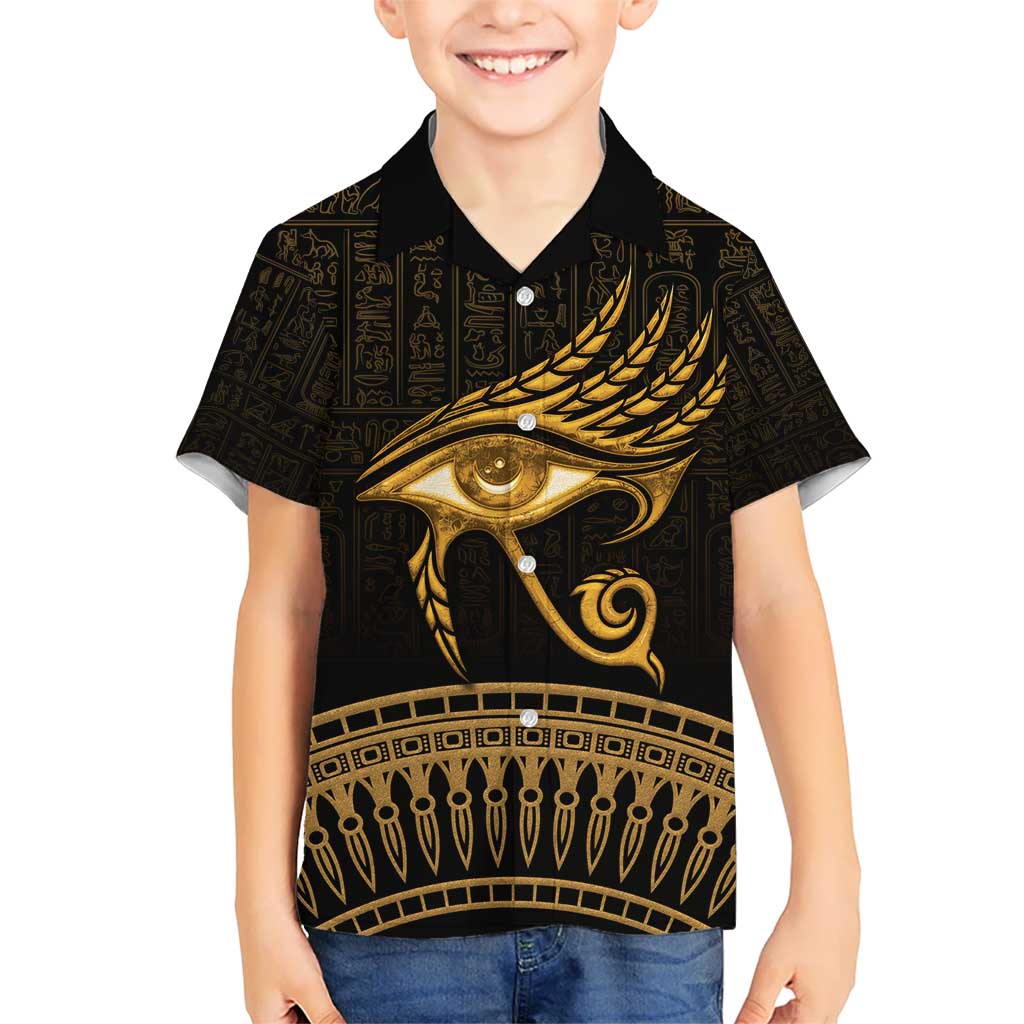 Ancient Egypt Eye of Horus Hawaiian Shirt Gold Intricate Feathers