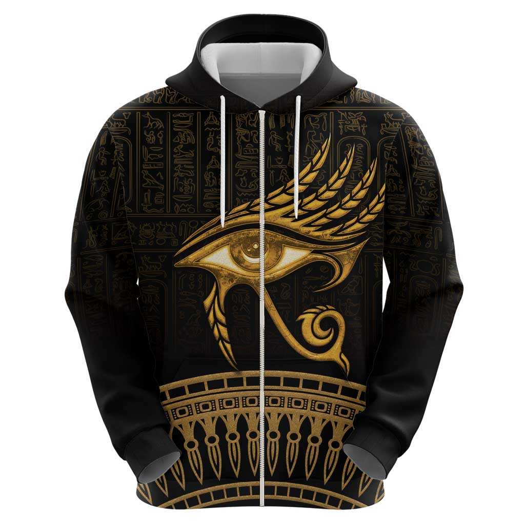 Ancient Egypt Eye of Horus Hoodie Gold Intricate Feathers