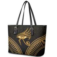 Ancient Egypt Eye of Horus Leather Tote Bag Gold Intricate Feathers