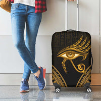 Ancient Egypt Eye of Horus Luggage Cover Gold Intricate Feathers