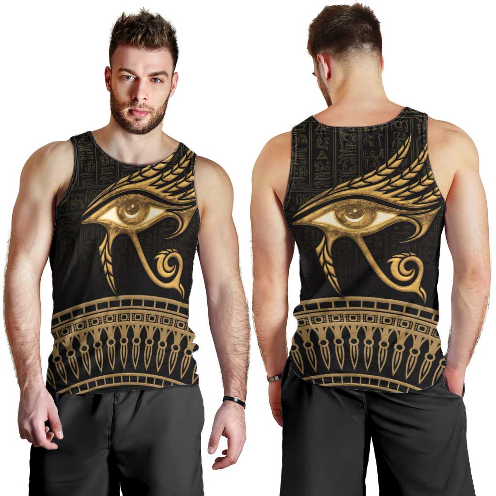 Ancient Egypt Eye of Horus Men Tank Top Gold Intricate Feathers