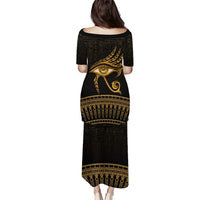 Ancient Egypt Eye of Horus Puletasi Gold Intricate Feathers