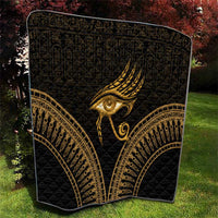 Ancient Egypt Eye of Horus Quilt Gold Intricate Feathers