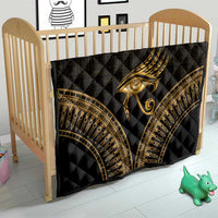 Ancient Egypt Eye of Horus Quilt Gold Intricate Feathers