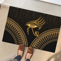 Ancient Egypt Eye of Horus Rubber Doormat Gold Intricate Feathers