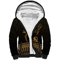 Ancient Egypt Eye of Horus Sherpa Hoodie Gold Intricate Feathers