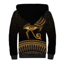 Ancient Egypt Eye of Horus Sherpa Hoodie Gold Intricate Feathers