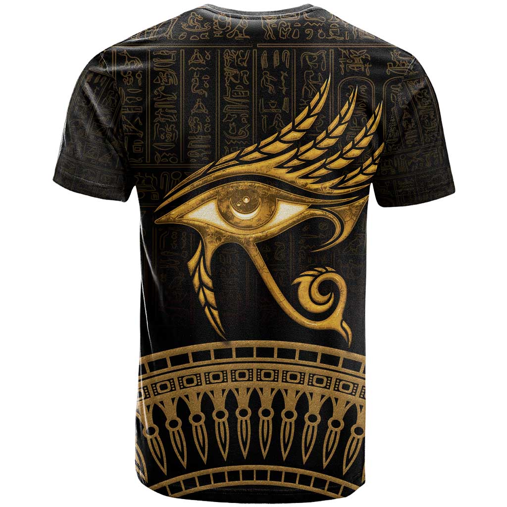 Ancient Egypt Eye of Horus T Shirt Gold Intricate Feathers